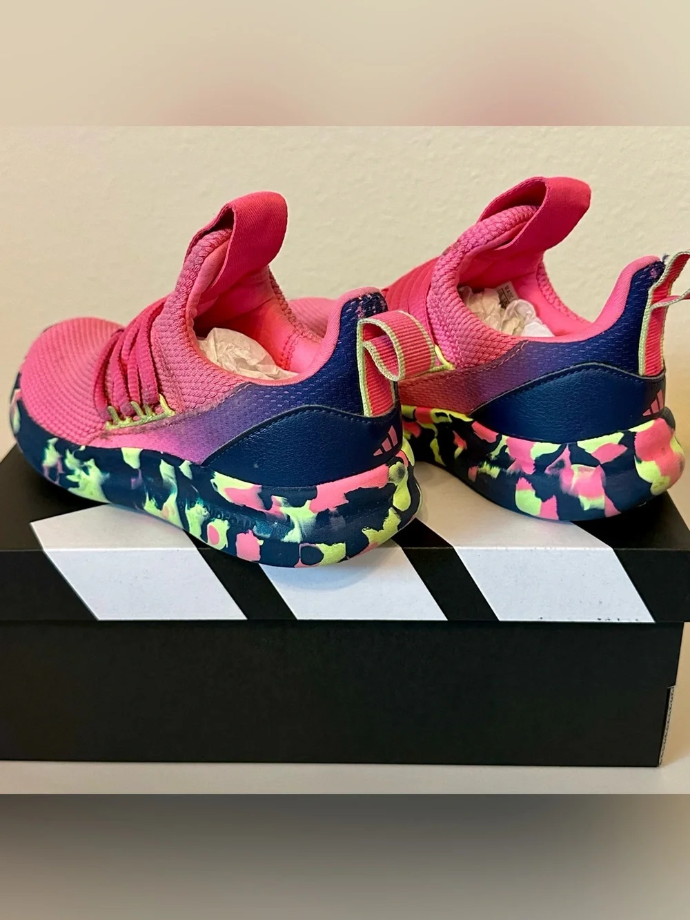 Girls adidas Lite Racer Adapt 7.0 K Slip-On Pink Camo Athletic Shoes Size 11.5k